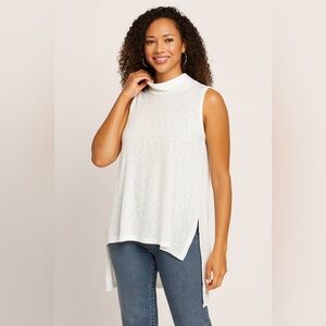 THYME & HONEY | Elegant Cream Sleeveless Tunic High Low Hem